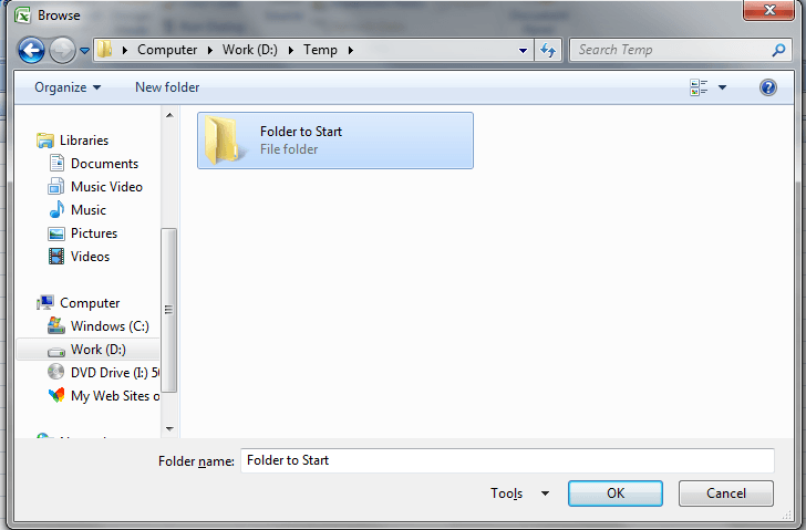 VBA Folder Dialog, Example 1
