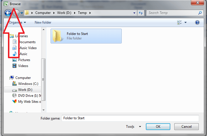 VBA Folder Dialog, Example 3 Default Title