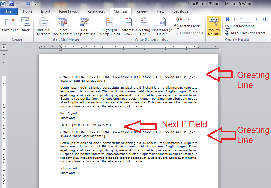 Word Next Record If Rule Mail Merge Vba And Vbnet Tutorials Education And Programming 5711